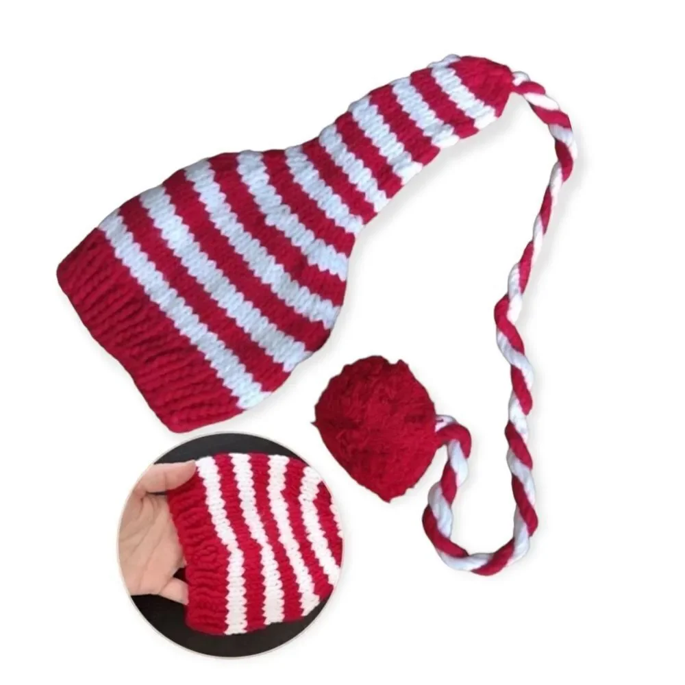 NEW Newborn Infant Red White Crochet Santa Claus Knitted Pom Beanie Hat